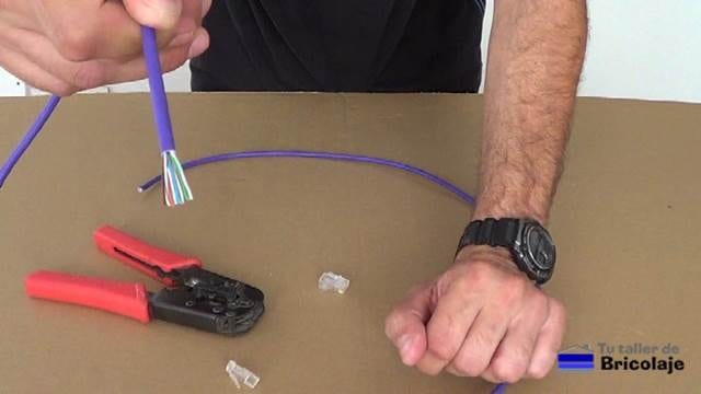 cable de red preparado para insertar el conector rj45
