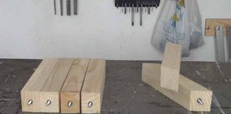 sistema de sujección para pequeñas patas de madera